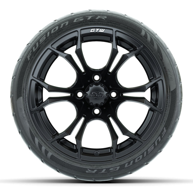 14-inch GTW Matte Black Spyder Wheels with 205/40-R14 Fusion GTR Street Tires (Set of 4)