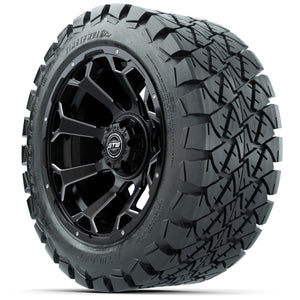 14-Inch GTW Raven Matte Black and Ball Milled Wheels with 22x10-14 GTW Timberwolf All-Terrain Tires (Set of 4)