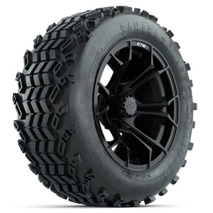 14-inch GTW Matte Black Spyder Wheels with 23x10-14 Sahara Classic All-Terrain Tires (Set of 4)