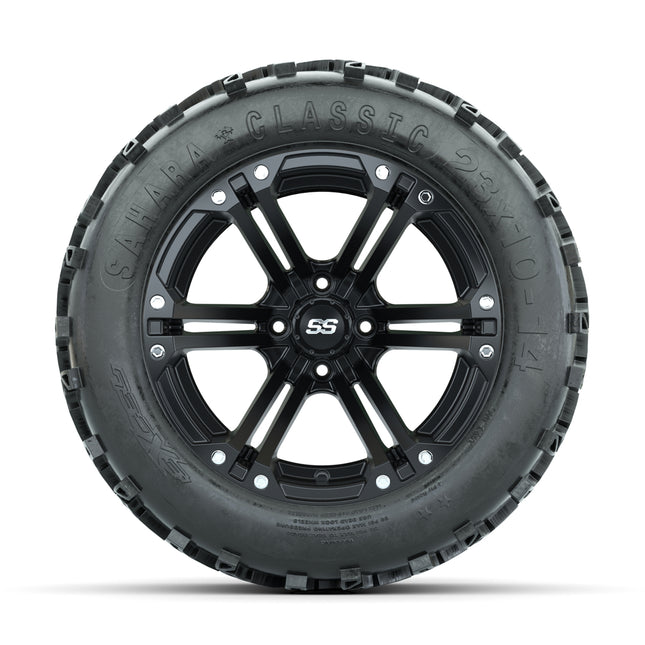 14-inch GTW Matte Black Specter Wheels with 23" Sahara Classic All-Terrain Tires (Set of 4)