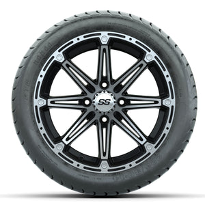 14-inch GTW Element Wheels / Machined Silver & Black Finish with 225/30-14 Mamba Street Tires Set of (4)