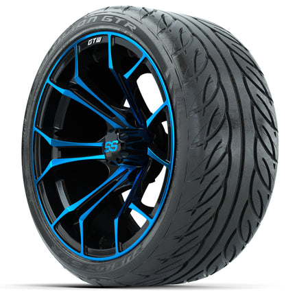 15-Inch GTW Spyder Blue and Black Wheels with 22" GTW Fusion GTR Street Tires (Set of 4)