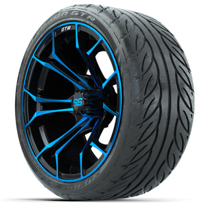 15" GTW Spyder Blue and Black Wheels with 22" GTW Fusion GTR Street Tires (Set of 4)