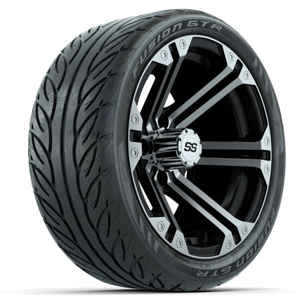 14-inch GTW Machined & Black Specter Wheels with 205/40-R14 Fusion GTR Street Tires (Set of 4)