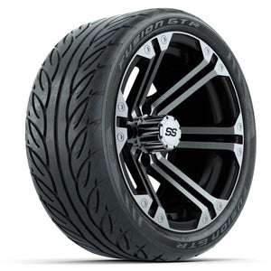 14-inch GTW Machined & Black Specter Wheels with 205/40-R14 Fusion GTR Street Tires (Set of 4)
