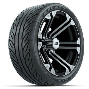 14-inch GTW Machined & Black Specter Wheels with 205/40-R14 Fusion GTR Street Tires Set of (4)