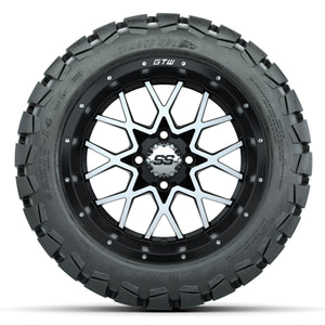 14-inch GTW Matte Black and Machined Vortex Wheels with 22" GTW Timberwolf All-Terrain Tires (Set of 4)