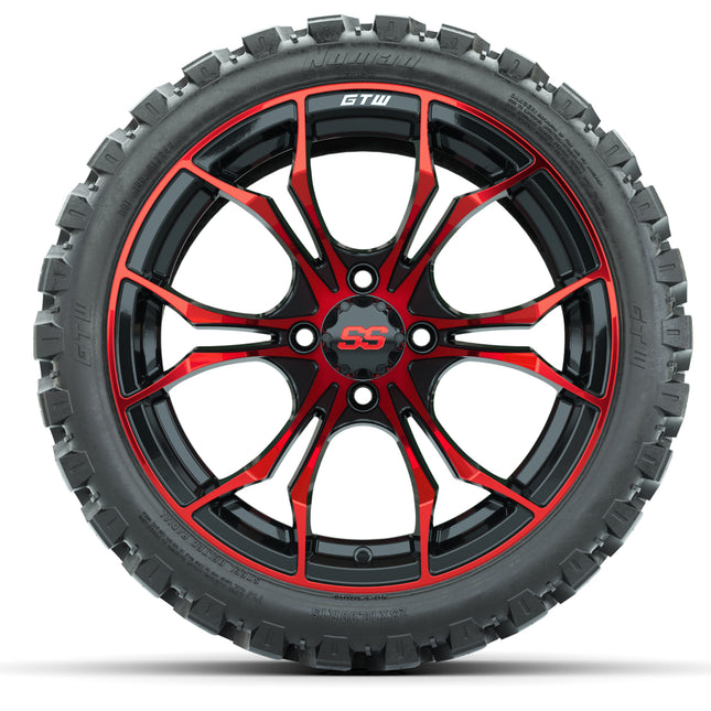 15-Inch GTW Spyder Red and Black Wheels with GTW Nomad Off Road Tires (Set of 4)