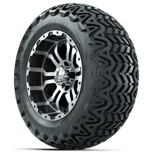 14-inch GTW Machined and Black Omega Wheels with 23" GTW Predator All-Terrain Tires (Set of 4)