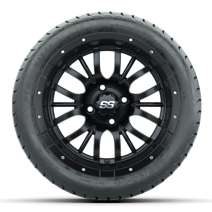 14-inch GTW Diesel Wheels / Matte Black Finish with 225/30-14 Mamba Street Tires (Set of 4)