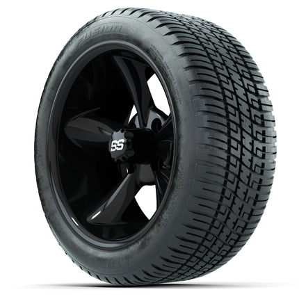 14-inch GTW Godfather Wheels / Black Finish with 205/30-14 Fusion Street Tires (Set of 4)