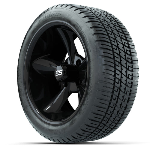14-inch GTW Godfather Wheels / Black Finish with 205/30-14 Fusion Street Tires (Set of 4)