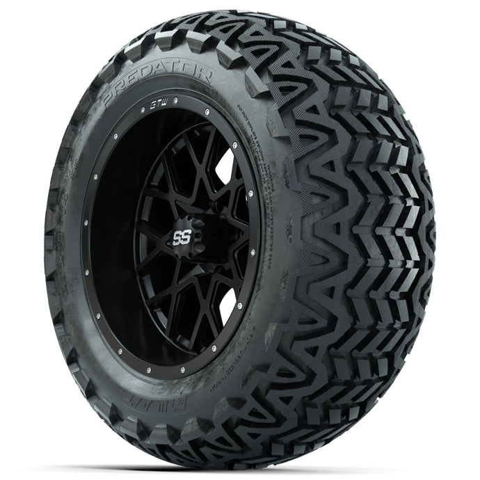 14-inch GTW Matte Black Vortex Wheels with 23x10-14 GTW Predator All-Terrain Tires (Set of 4)