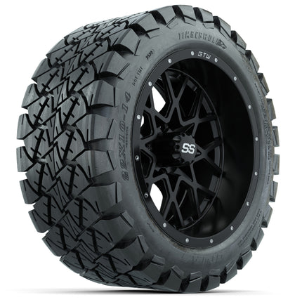 14-Inch GTW Vortex Matte Black Wheels with 22x10-14 GTW Timberwolf All-Terrain Tires (Set of 4)