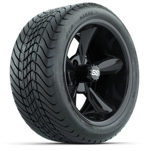 14-inch GTW Godfather Wheels / Black Finish with 225/30-14 Mamba Street Tires (Set of 4)
