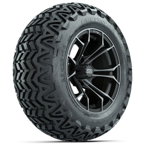 14-inch GTW Matte Machined and Gray Spyder Wheels with 23x10-14 GTW Predator All-Terrain Tires (Set of 4)