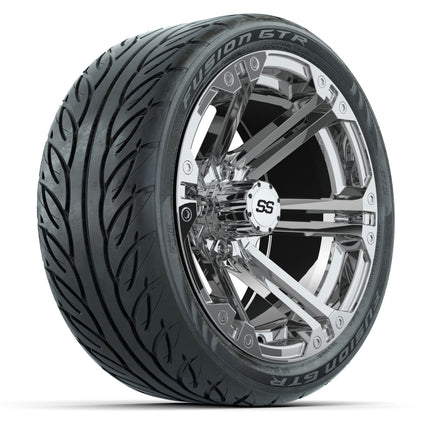 14-inch GTW Chrome Specter Wheels with 205/40-R14 Fusion GTR Street Tires (Set of 4)