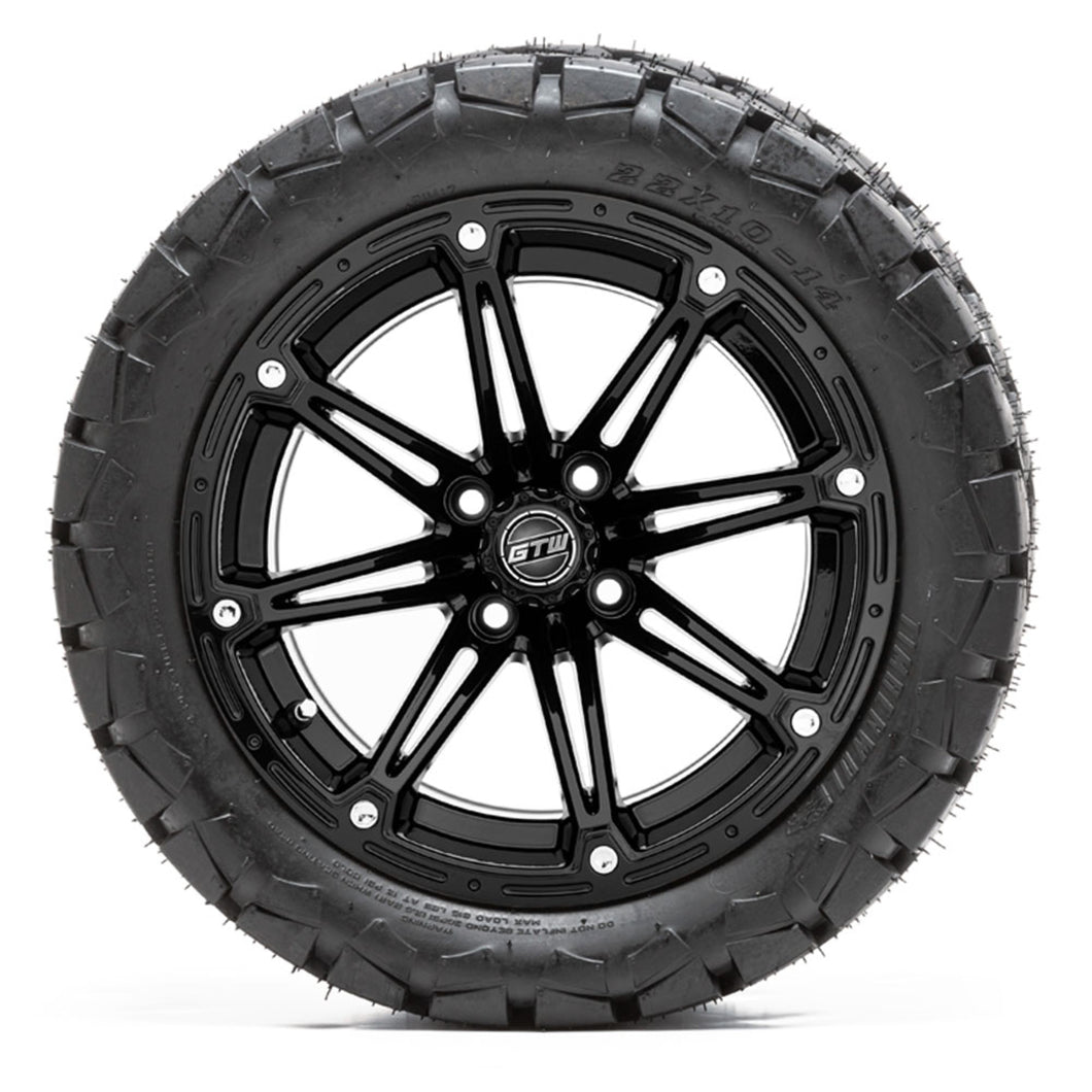 14” GTW Element Matte Black Wheels with 22in Timberwolf Mud Tires – Set of 4