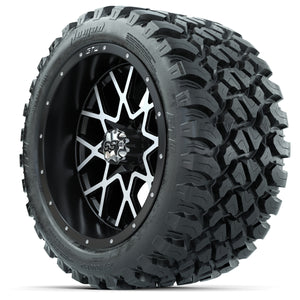 14-inch GTW Machined and Black Vortex Wheels with 23x10-14 GTW Nomad All-Terrain Tires (Set of 4)