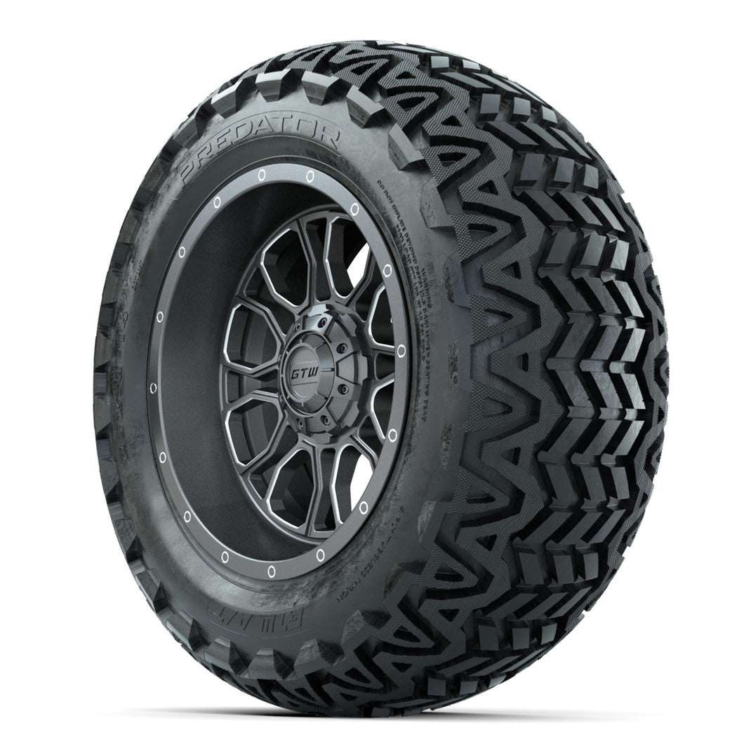 14-Inch GTW Volt Gunmetal Wheels with 23 Inch Predator All-Terrain Tires Set of (4)