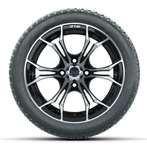 14-inch GTW Spyder Wheels / Machined & Black Finish with 205/30-14 Fusion Street Tires Set of (4)