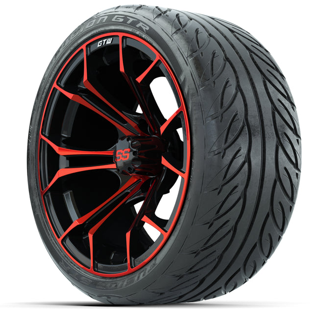 15-Inch GTW Spyder Red and Black Wheels with GTW Fusion GTR Street Tires (Set of 4)