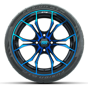 15" GTW Spyder Blue and Black Wheels with 22" GTW Fusion GTR Street Tires (Set of 4)