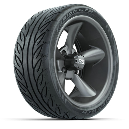 14-inch GTW Matte Gray Godfather Wheels with 205/40-R14 Fusion GTR Street Tires (Set of 4)