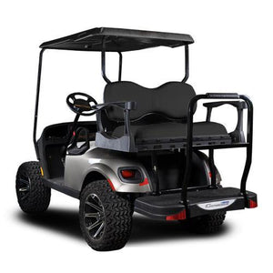 Genesis 300 Aluminum Rear Flip Seat Kit w/ Deluxe Black Cushions for E-Z-Go RXV