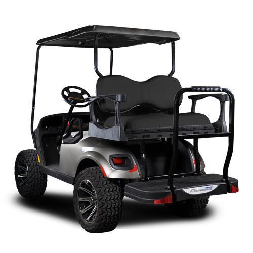 Genesis 300 Aluminum Rear Flip Seat Kit w/ Deluxe Black Cushions for E-Z-Go RXV