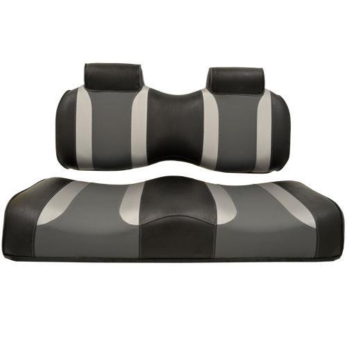 TSUNAMI Front Seat Cushions, Club Car Precedent, Black w/Silver Rush & Lagoon Grey 2012 and Up
