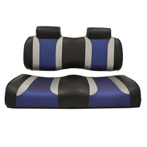 TSUNAMI Front Seat Cushions, Yamaha Drive2, Black w/Silver Rush & Blue Wave