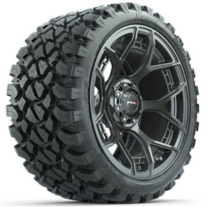 15" MadJax Flow Form Evolution Gunmetal Wheels with GTW Nomad Off Road Tires (Set of 4)