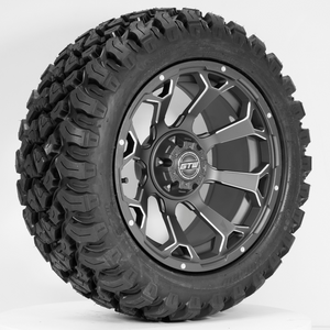 14-Inch GTW Raven Matte Grey Off-Road Wheels on 23-Inch GTW Nomad Steel Belted Radial DOT Tires (Set of 4)