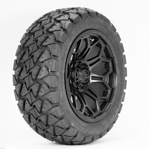 14-Inch GTW Matte Black Bravo Off-Road Wheels on 22-Inch GTW Timberwolf All-Terrain Tires (Set of 4)
