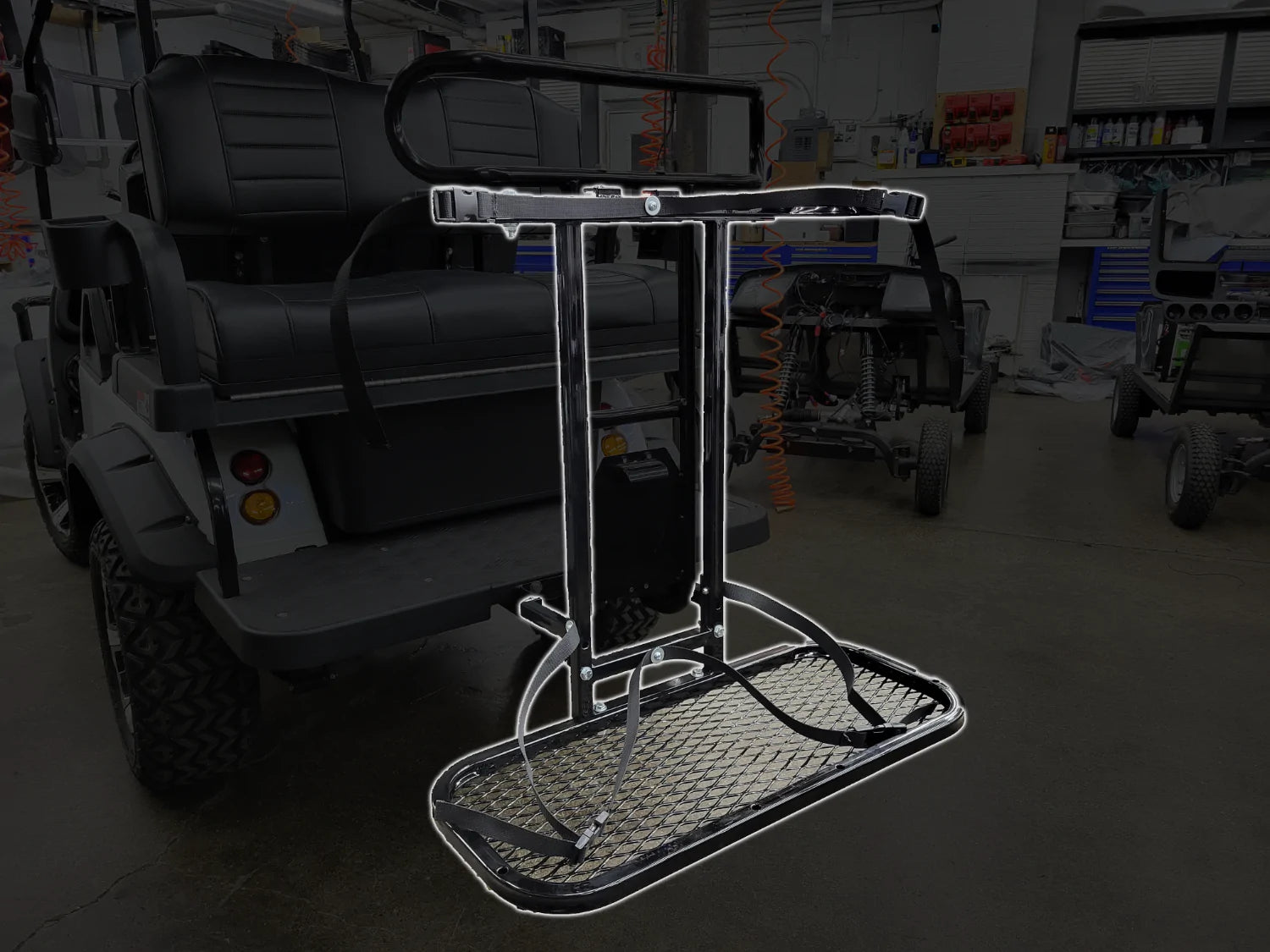 Evolution Golf Cart Bolt-On Golf Bag Holder with Cooler and Sand Bottl –  Converted Carts