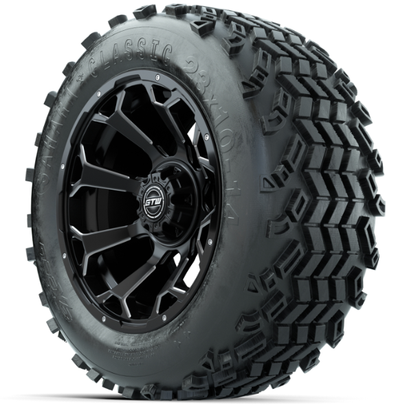 14-Inch GTW Raven Matte Black Wheels with 23-Inch Sahara Classic All Terrain Tires (Set of 4)